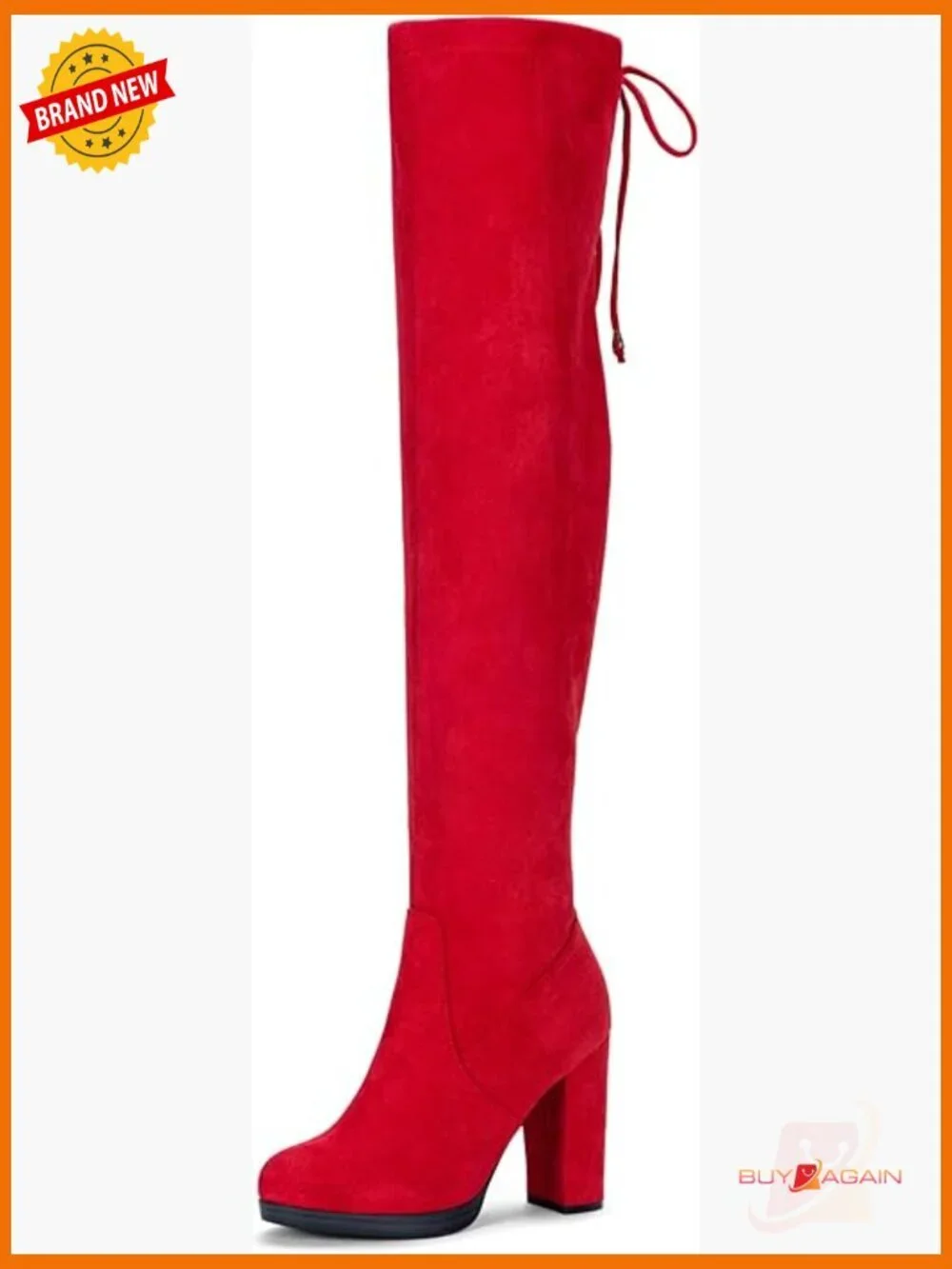 Thigh High Over the Knee Boots Tall Chunky Heel Faux Suede Zip